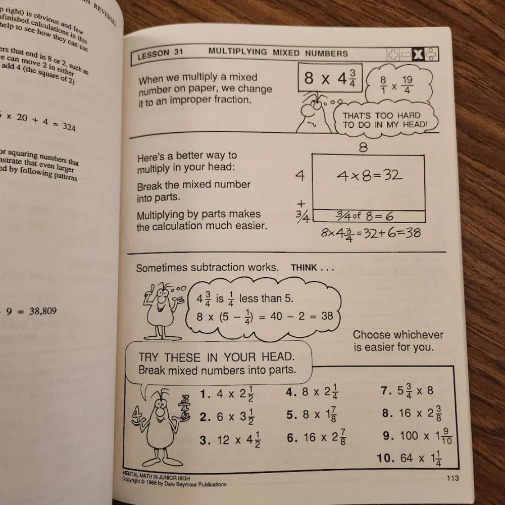 Mental Math in Junior High Workbook Grades 7-9 Paperback Activity Book Mathemati